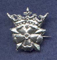 Pin, Pewter, Crowned Rose - Click Image to Close