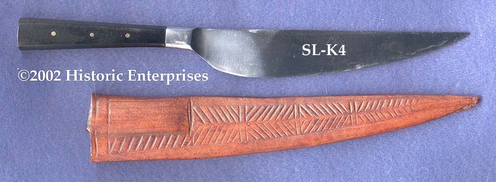 Knife, Scale Tang, Black Horn Grip