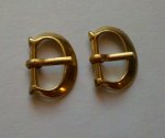 (image for) Buckle, Bronze, Small "D", 1/2", pkg of 2