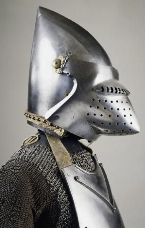 Bascinet, with slotted sight visor, c.1400 - Click Image to Close