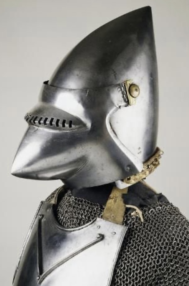 Bascinet, with slotted sight visor, c.1400
