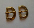 (image for) Buckle, Bronze, Small "D", 1/2", pkg of 2